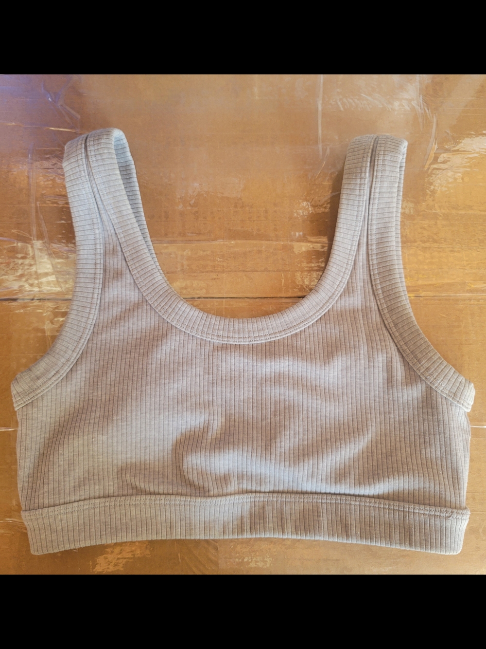 ALO Yoga Ribbed Tank Sports Bra in Light Taupe